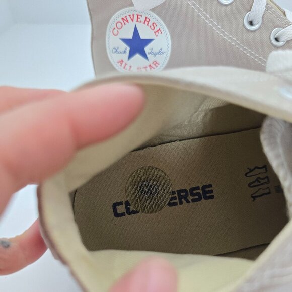 Converse | Chuck Taylor's All-Star tan canvas neutral mids sneakers | MENS 8 - Picture 3 of 8